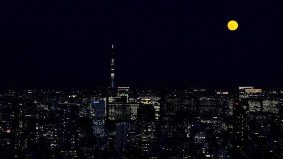 东京天空树在晚上的