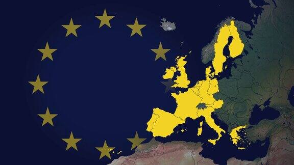 欧盟增长29步包括脱欧和欧盟旗帜