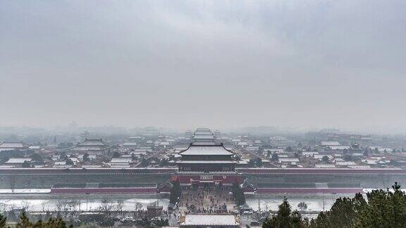 紫禁城覆盖着雪北京中国