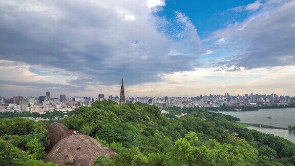 现代城市的城市景观从青山时光流逝