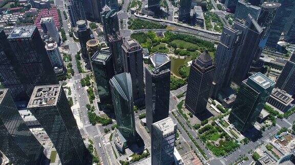 无人机拍摄:上海陆家嘴地区4K鸟瞰图