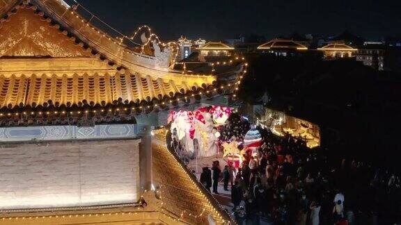 鸟瞰图古城墙南门庆祝中国春节西安陕西中国