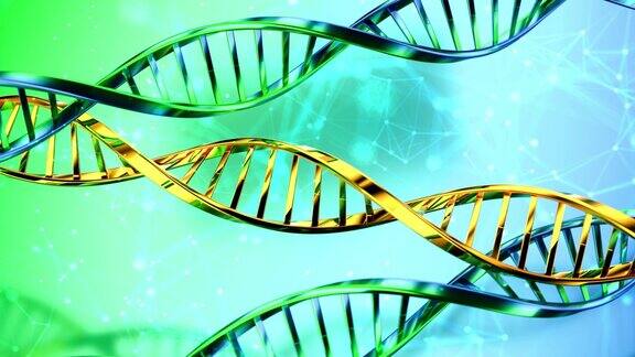 基因研究概念黄金DNA结构医学3D插图