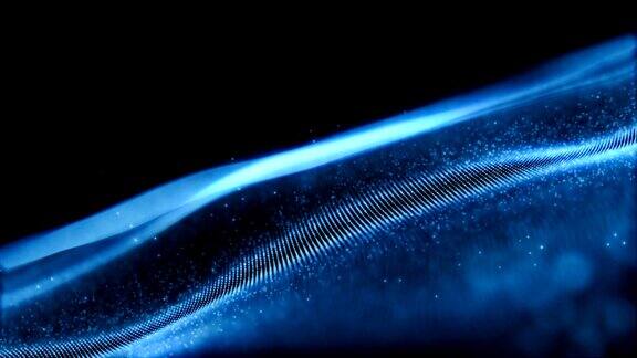 抽象闪烁的蓝色粒子波形成网络技术运动背景