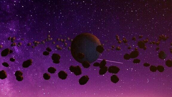 突出和美丽的空间小行星在太阳系小行星是小的岩石的物体轨道上的太阳三维动画空间小行星围绕行星在轨道上运动