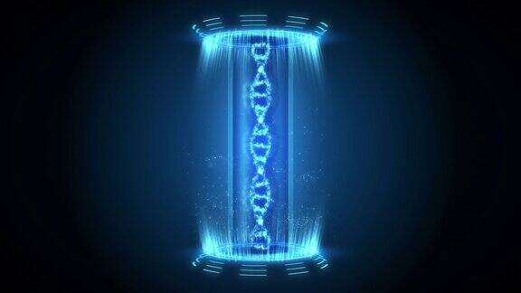 DNA螺旋分子环动画DNA染色体数字技术的全息元素医疗信息高科技未来设计