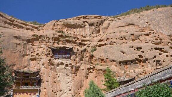 中国甘肃张掖的石窟马提寺景色优美