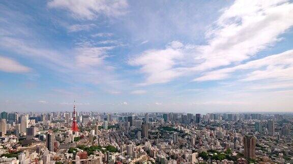 在空中漫步(蓝色的天空和东京城市的云形状)放大