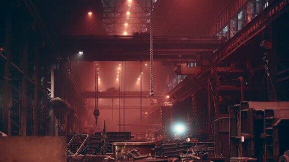 钢铁冶金厂或铸造车间工业室内采用红色重工业概念