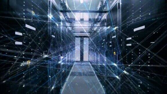 概念:数据中心中通过机架服务器的信息流数字化网络网络相互关联的数据移动的线程