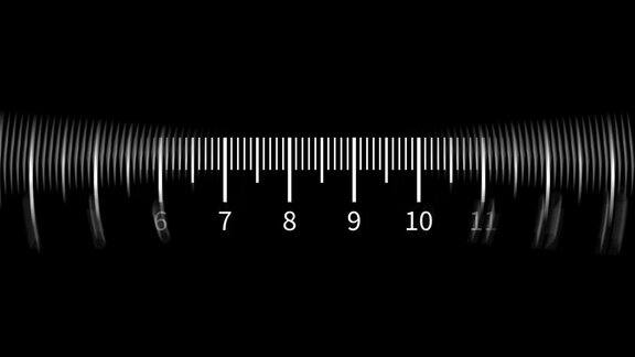 尺测量厘米和毫米刻度测量点击缩放动画在黑色背景