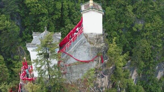 塔云山鸟瞰图中国陕西著名的道教寺庙