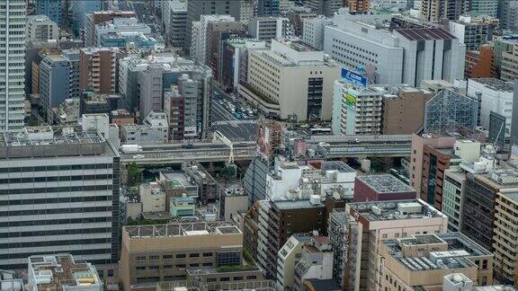 4K时间流逝-高速公路与东京建筑中心环绕