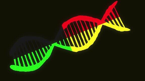 DNA结构三维多边形线框图DNA分子螺旋黑色螺旋医学背景科技理念