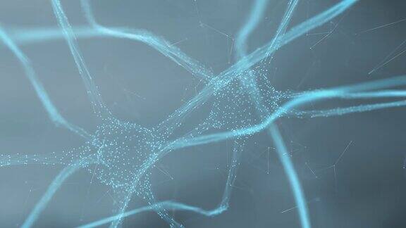 在抽象运动背景上的大脑艺术软蓝色神经元
