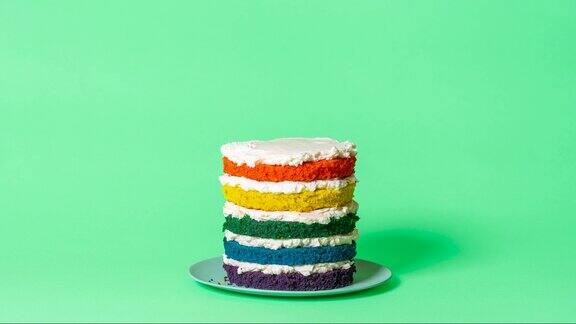 生日蛋糕的制作停止运动自制奶油彩虹蛋糕