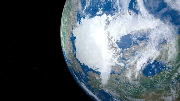 从外太空鸟瞰地球上的北极和冰川北冰洋