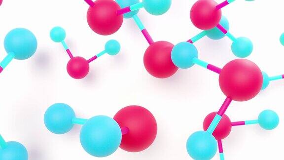 分子化学式H2O水分子呈红蓝色球棒化学结构模型和α通道概念科学或化妆品行业动画