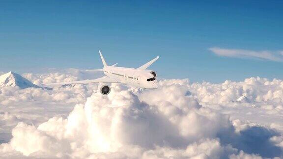 商用飞机在飞行飞机在云层上飞行