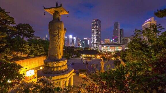 晚上在韩国首尔市的江南区和奉子寺间隔拍摄