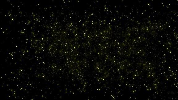 夜间许多孤立的萤火虫的循环群