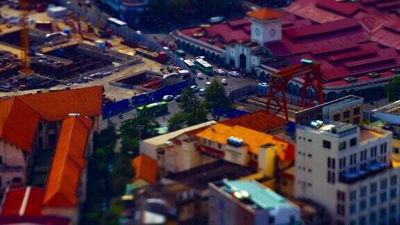 越南胡志明市的BenThanh市场上的微型街道的时间推移发生了变化