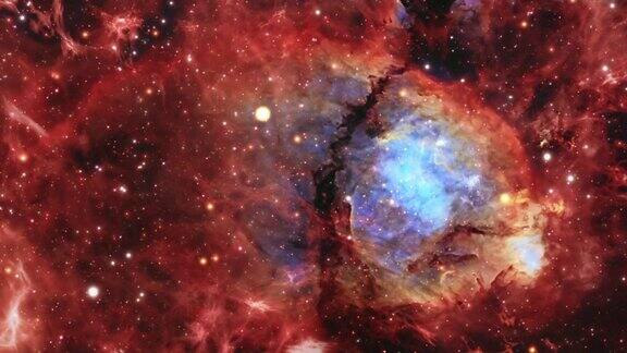 星系空间星云旅行探索通过鱼头星云在深空4K飞入鱼头星云的恒星形成区域在北部的仙后座