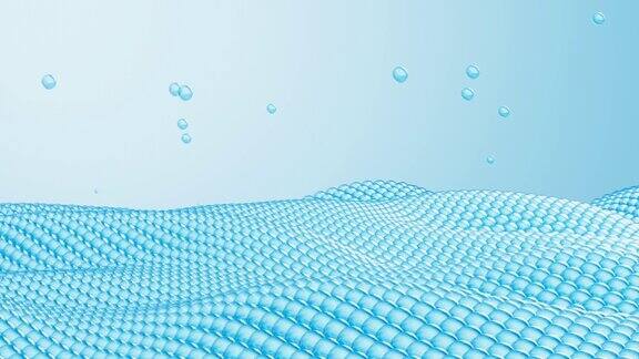 蓝色背景中的浮动细胞皮肤治疗生物和医学概念3d渲染
