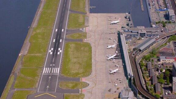 鸟瞰图城市机场伦敦英国4k