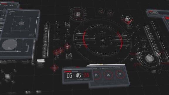HUDGUI现代瞄准系统与设备倾斜水平未来VR平视显示设计太空船无人机头盔十字准星瞄准