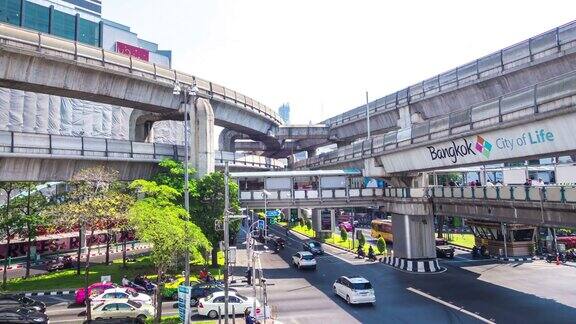 泰国曼谷市中心的交通延时