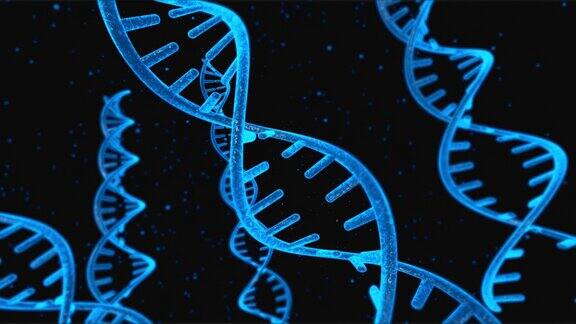 蓝色DNA结构和人类DNA系统3D下的细胞