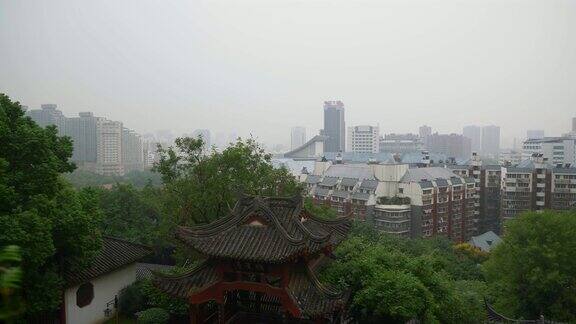 白天武汉城市景观名刹观景台全景4k中国