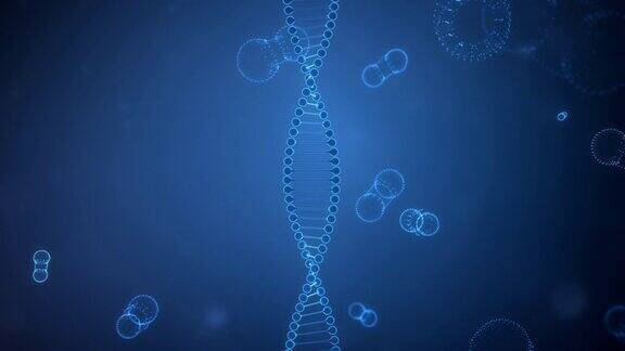 蓝色背景的DNA串