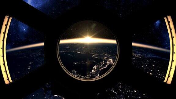从国际空间站上看到的缓慢日落