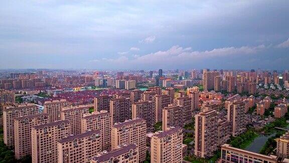 鸟瞰杭州的建筑和城市