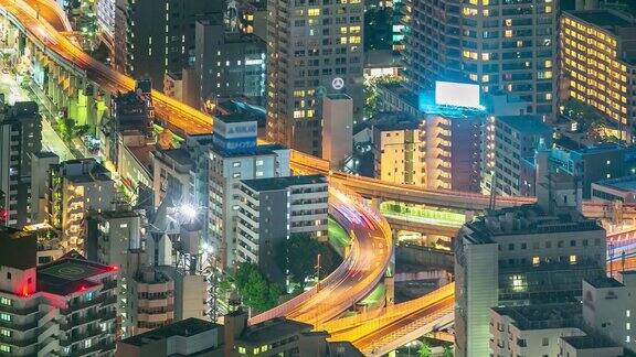 东京夜间关闭高速公路时间流逝