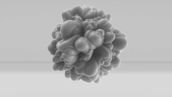 带鼓胀的三维环形抽象球体波纹的表面时尚的单色纹理孤立球具有凸面细胞运动图形设计动画弹性纹理