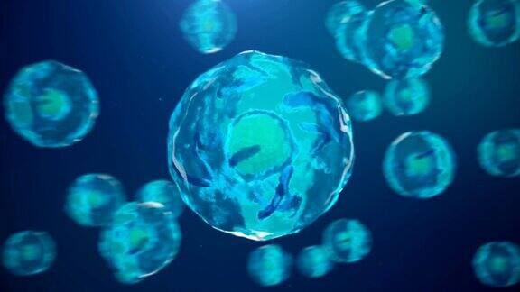 细胞细菌抽象背景显微镜下的细胞蓝色背景是人类细胞人体细胞图解