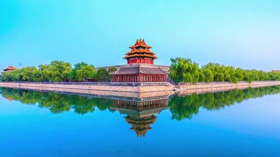 北京紫禁城日落的一段时间