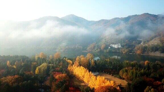 韩国首尔奈美岛秋季鸟瞰图