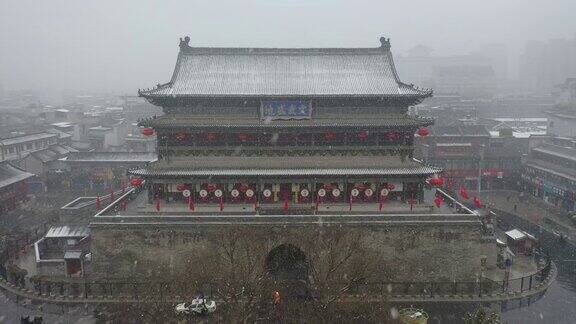 西安钟楼雪景