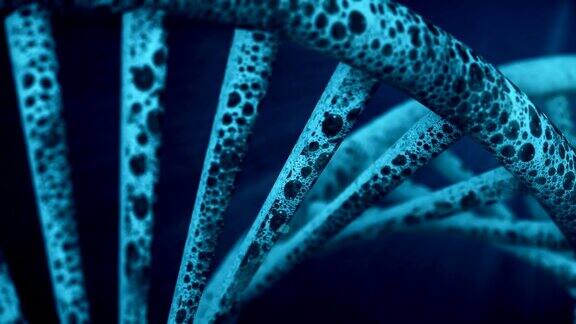 蓝色背景与旋转DNA循环结束