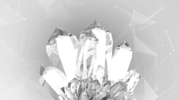 4k水晶动画白色几何三角形背景
