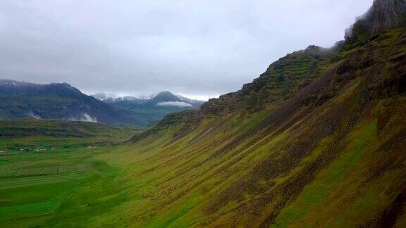 冰岛农业放牧地鸟瞰图