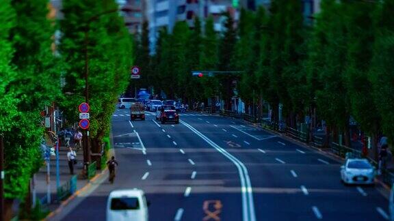 东京Oume大街上的一个微型城市街道的时间推移日间倾斜