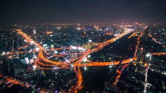 时间流逝曼谷夜间交通城市