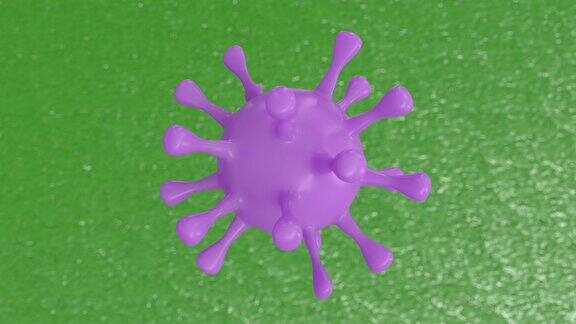 冠状病毒移动的3D循环动画孤立的病毒模型