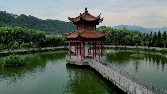 中国寺庙的航拍