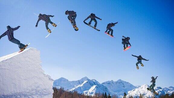 滑雪跳跃蒙太奇